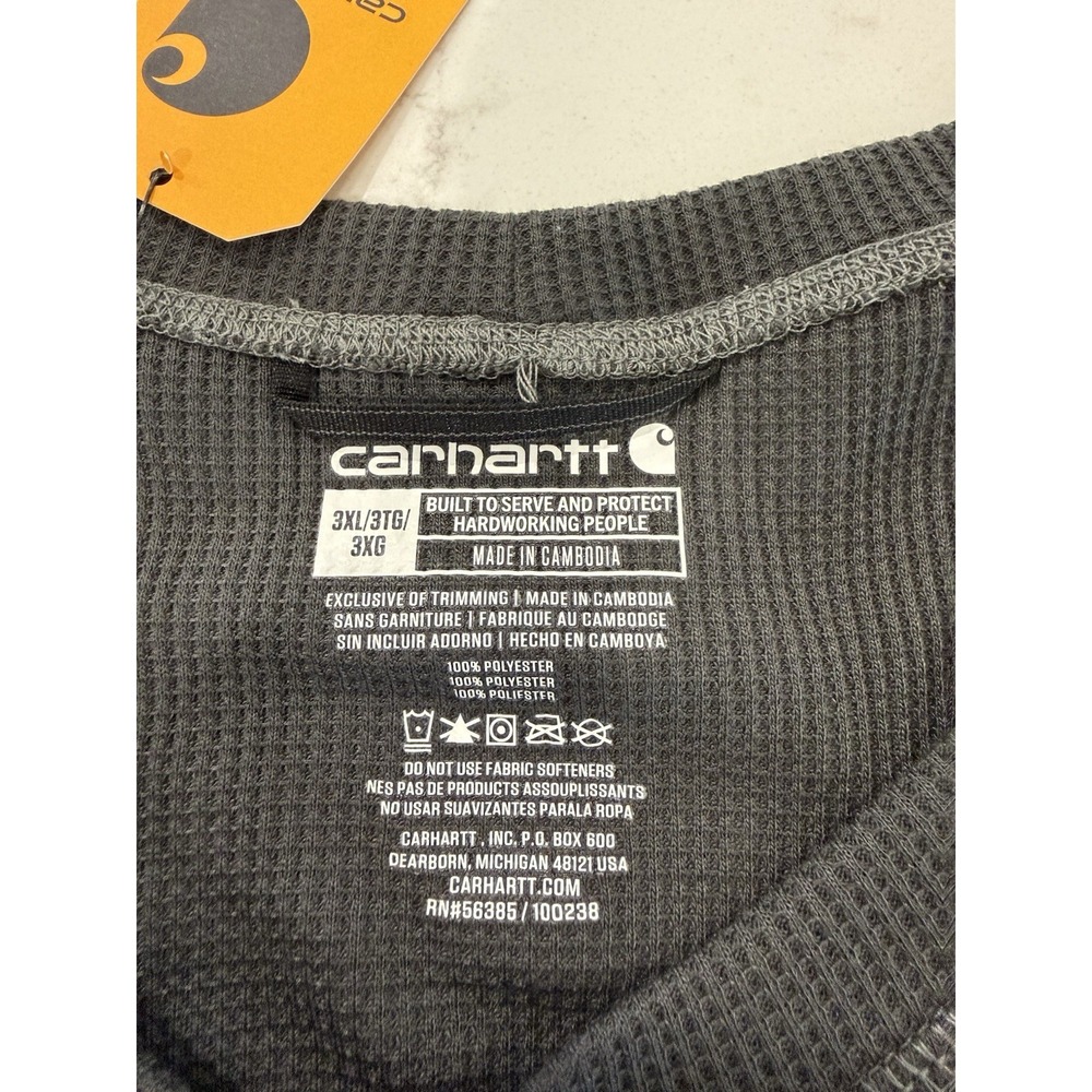 Carhartt Force Waffle Base Layer Thermal Performance Shirt Gray LS Men's 3X NWT - Picture 5 of 9